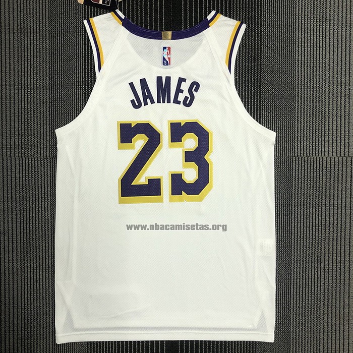 Camiseta Los Angeles Lakers LeBron James NO 23 Association Autentico Blanco